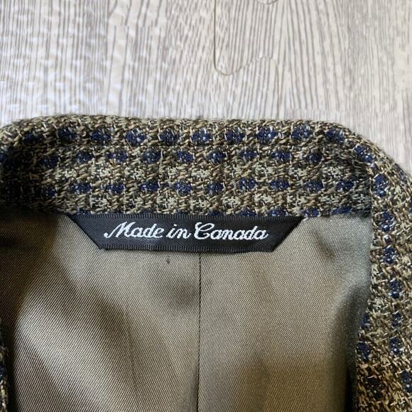 Vintage Jack Victor Blazer Mens 42 Olive Navy Silk Wool Blend One Button Notch - Picture 5 of 16